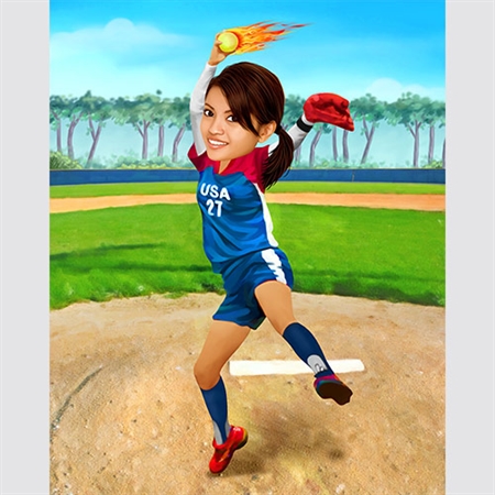 Softball Player Caricature from Photo - myDaVinci